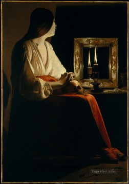 Georges de La Tour Painting - La Magdalena Penitente a la luz de las velas Georges de La Tour
